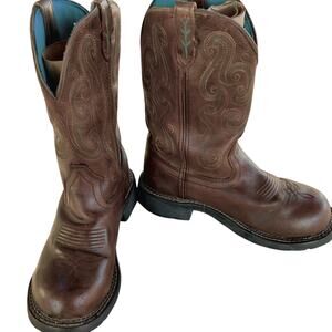 4843) Justin Tasha 11" Steel Toe Waterproof Leather Western Work Boots 7B